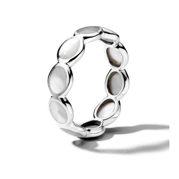 All-Around Tiny Ovals Ring in Sterling Silver and Mother of Pearl - Picture 2 of 13
